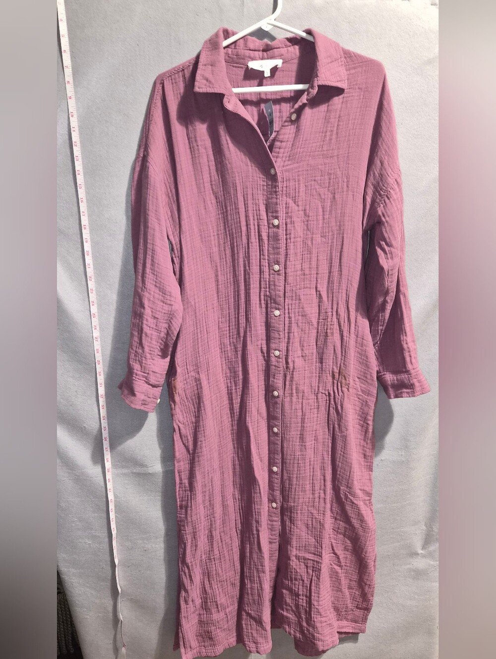 Lou & Grey Petites Mauve Cotton Gauze Maxi Shirt Dress – Size L Petite – NWT